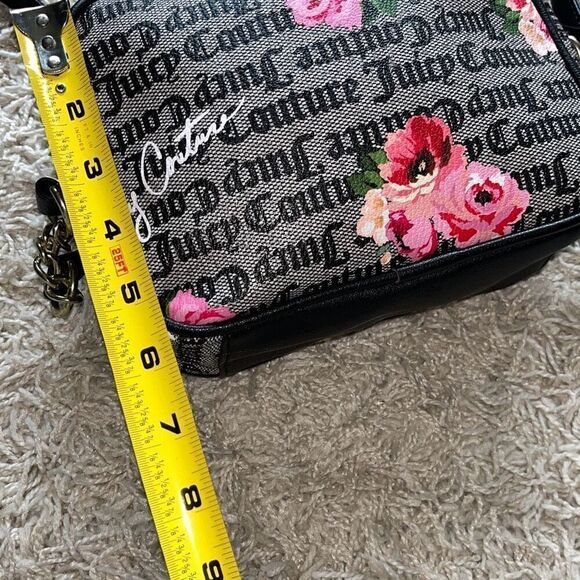 JUICY COUTURE RED BLACK PINK FLOWERED PURSE CROSSBODY CAMERA BAG - Picture 6 of 15